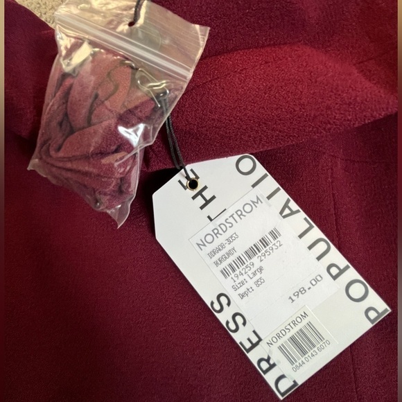 Dress the Population Large Kai Strapless Asymmetrical Gown Burgundy MSRP 198 - Picture 7 of 7